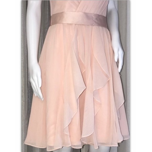 VERA WANG Blush Chiffon A-Line Dress - Picture 4 of 9